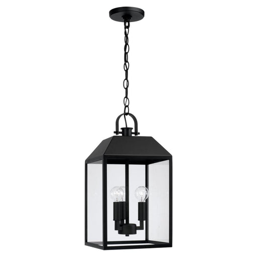 Capital 3-Light Outdoor Square Rectangle Hanging Lantern in Black with Clear Glass