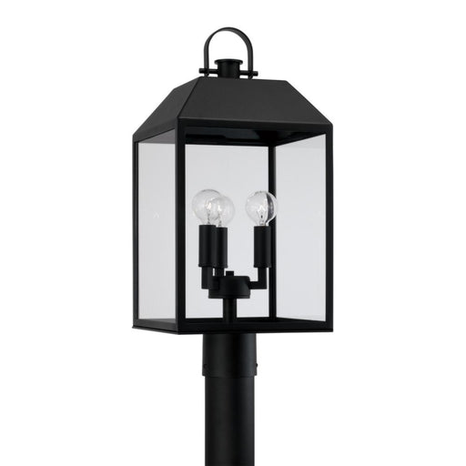 3-light Outdoor Square Rectangle Post Lantern In Black With Clear Glass | 953435BK