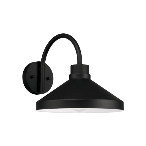 Capital 1-Light Outdoor Cone Wall Lantern Barn Light in Black with White Interior