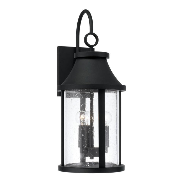 3-light Outdoor Cylindrical Wall Lantern In Black With Seeded Glass | 953631BK