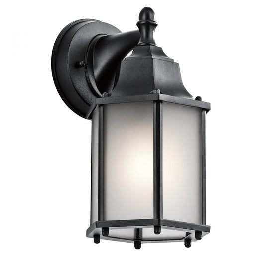 Kichler Chesapeake 10.25" 1 Light Outdoor Wall Light with Satin Etched Glass in Black