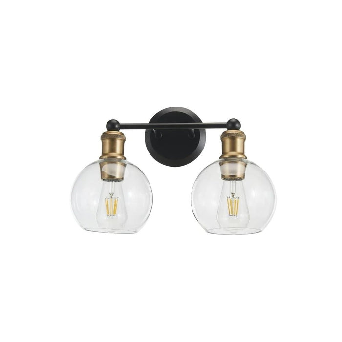 Ash Vanity Wall Light 2-light Black & Aged Brass | A3212BKAB