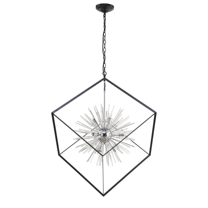 Starburst 37" Chandelier Black & Chrome | A8830BKCH