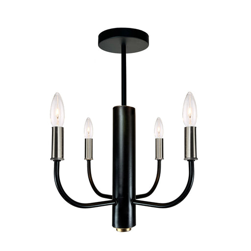 Avalon 4 Light Semi Flushmount Brushed Nickel & Black | AC10624BN