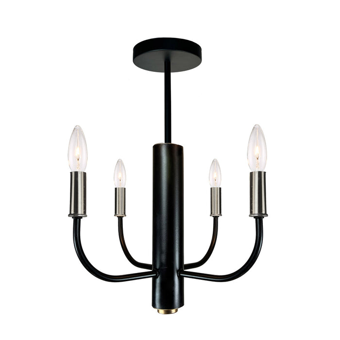 Avalon 4 Light Semi Flushmount Brushed Nickel & Black | AC10624BN