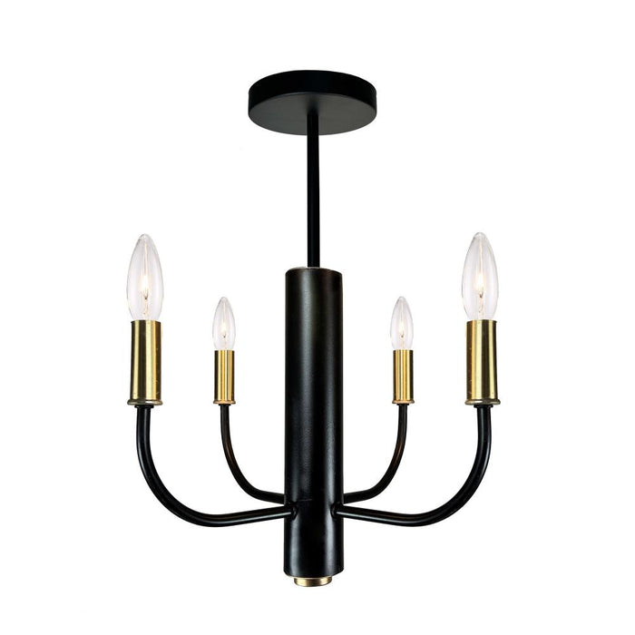 Verona 4 Light Semi Flushmount Vintage Brass & Black | AC10624VB