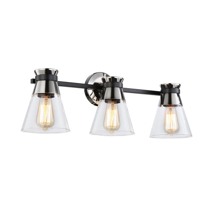 Artcraft Kanata Collection 3-Light Vanity Light, Black & Brushed Nickel