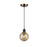 Artcraft Gem Collection 1-Light Pendant with Amber Glass Black and Brushed Brass