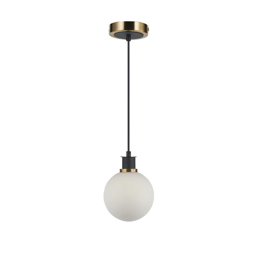 Artcraft Gem Collection 1-Light Pendant with White Glass Black and Brushed Brass