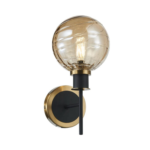 Artcraft Gem Collection 1-Light Sconce with Amber Glass Black and Brushed Brass