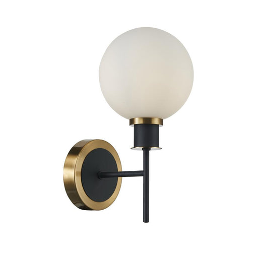Artcraft Gem Collection 1-Light Sconce with White Glass Black and Brushed Brass