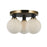 Artcraft Gem Collection 3-Light Semi-Flush Mount Black and Brushed Brass