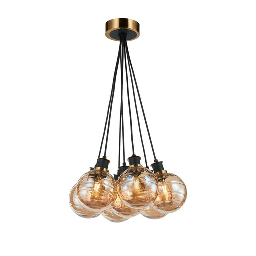 Gem Collection 7-light Pendant With Amber Glass Black And Brushed Brass | AC11877AM
