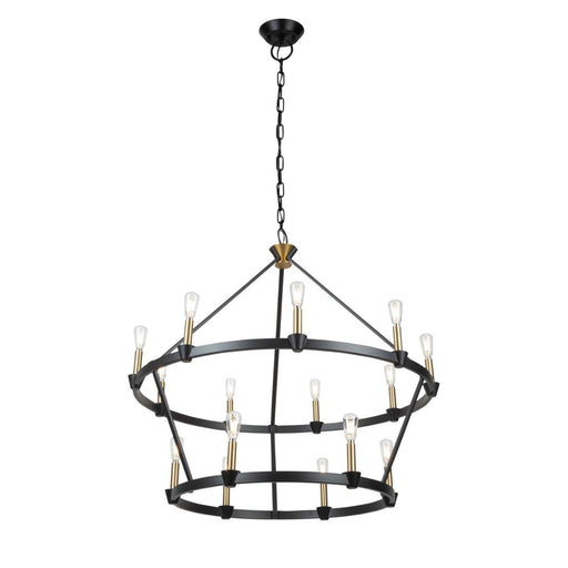 Artcraft Notting Hill Collection 15-Light Chandelier Black and Brushed Brass