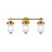 Myla 3 Light Bathroom, Vintage Brass With Ribbed Glass Glassware | AC12023BR