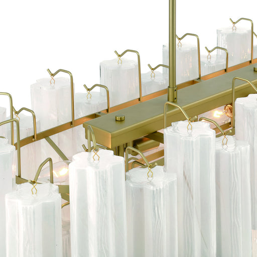 Sophia 16 Light Island, Brass With Wispy White Tronchi Style Glassware | AC12105WH