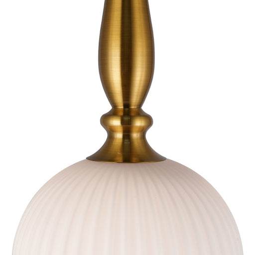 Kate 1 Light Pendant 14", Brushed Brass With Ribbed Glassware | AC12111BR