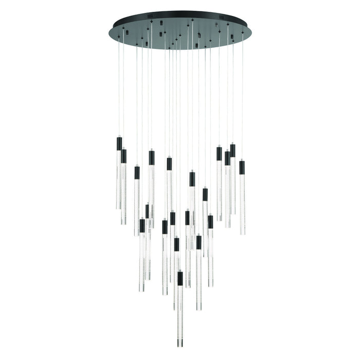 Celine 20 Light Integrated Led Chandelier, Brass With Laser Lined Glass Rods | AC12140BK