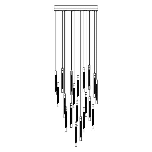 Celine 20 Light Integrated Led Chandelier, Brass With Laser Lined Glass Rods | AC12140BR