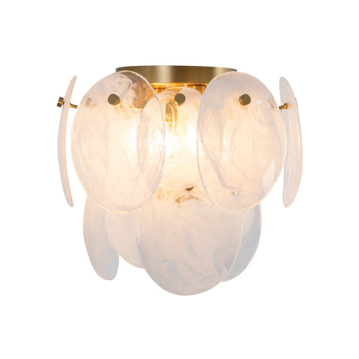 Lily 3 Light Semi Flush Mount, Brushed Brass With Wispy White Murano Style Glass | AC12216BR