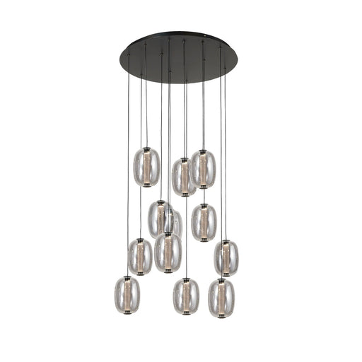 Vega Integrated Led 12 Light Chandelier, Black With Dark Smoke Glassware | AC6952SM