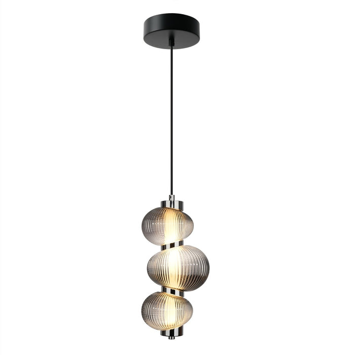 Ariel Integrated Led Pendant 13.5", Chrome With Ribbed Smoke Ombre Glassware | AC7800CH