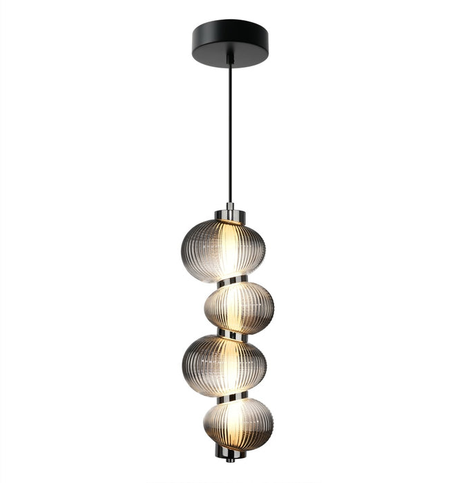 Ariel Integrated Led Pendant 17.8", Chrome With Ribbed Smoke Ombre Glassware | AC7801CH