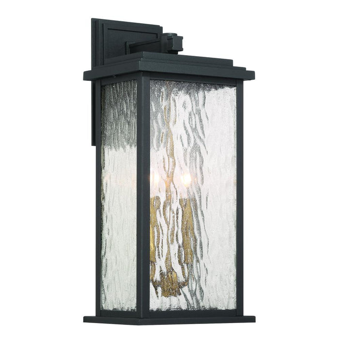 Estate 2 Light Outdoor Wall Sconce 19", Black, Brass With Rain Glassware | AC9272BK