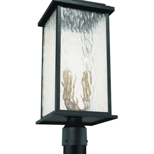 Estate 3 Light Outdoor Post Light, Black, Brass With Rain Glassware | AC9273BK