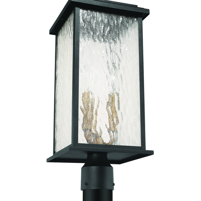 Estate 3 Light Outdoor Post Light, Black, Brass With Rain Glassware | AC9273BK