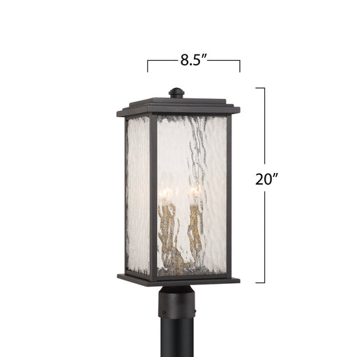 Estate 3 Light Outdoor Post Light, Black, Brass With Rain Glassware | AC9273BK