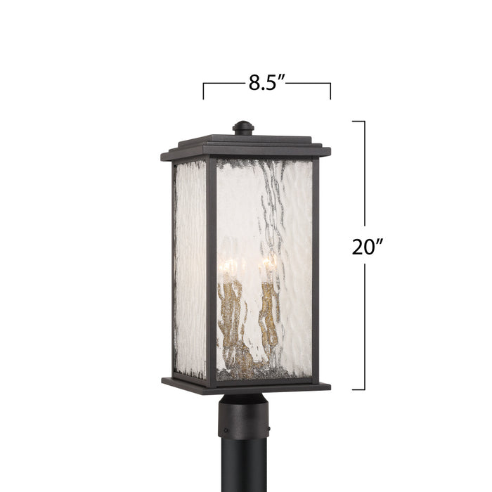Estate 3 Light Outdoor Post Light, Black, Brass With Rain Glassware | AC9273BK