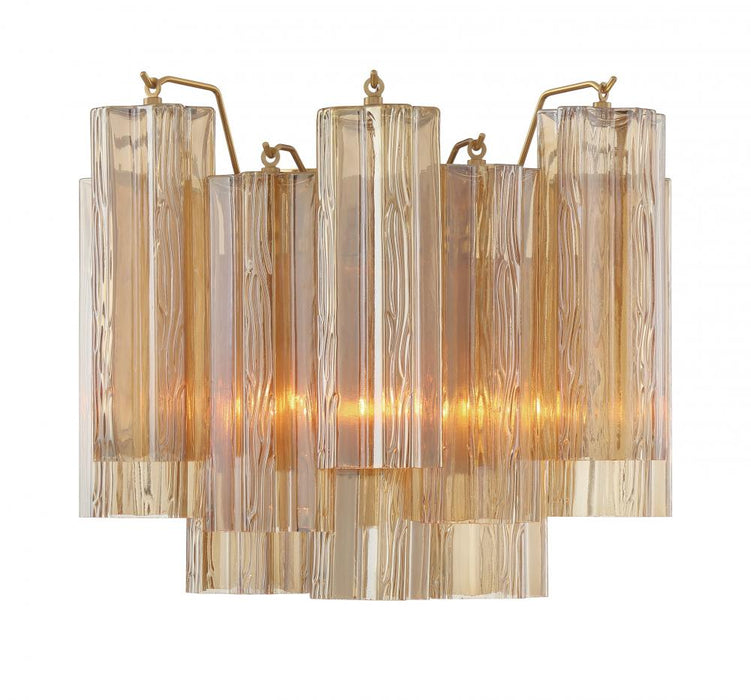 Crystorama Addis 2 Light Aged Brass Sconce