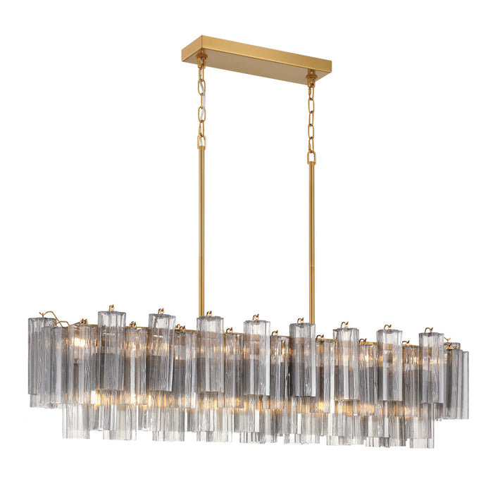 Addis 14 Light Aged Brass Linear Chandelier | ADD-317-AG-SM