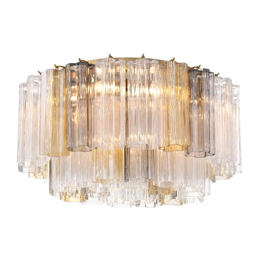 Crystorama Addis 7 Light Aged Brass Flush Mount