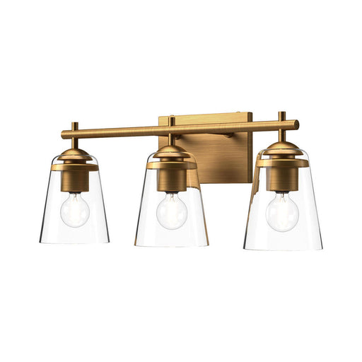Alora Addison 22-in Aged Gold/Clear Glass 3 Lights Vanity