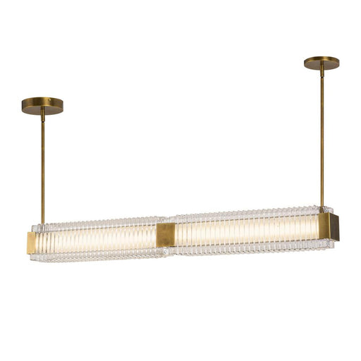 Alora Alai 47-in Vintage Brass/Ribbed Glass LED Linear Pendant