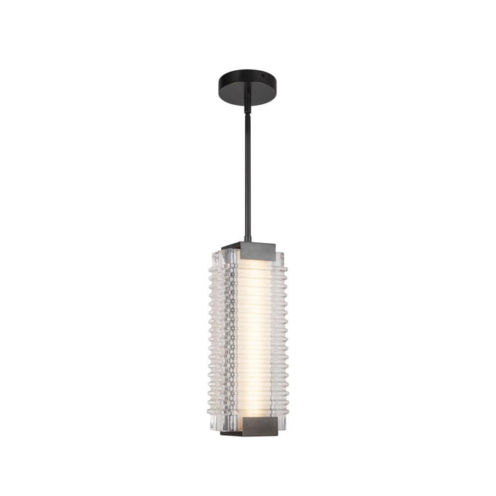 Alora Alai 16-in Urban Bronze/Ribbed Glass LED Pendant