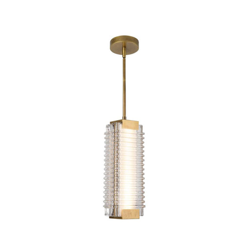 Alora Alai 16-in Vintage Brass/Ribbed Glass LED Pendant