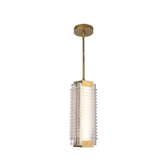 Alai 16-in Vintage Brass/ribbed Glass Led Pendant | PD374316VBCR-UNV