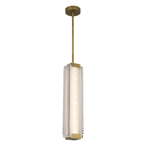 Alora Alai 24-in Vintage Brass/Ribbed Glass LED Pendant