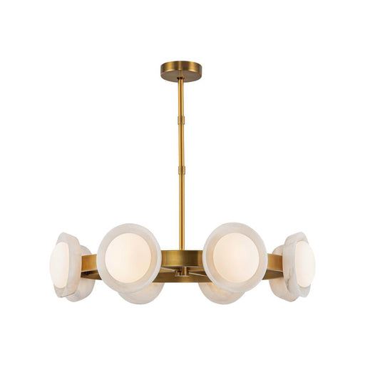 Alora Alonso 37-in Vintage Brass/Alabaster LED Chandeliers