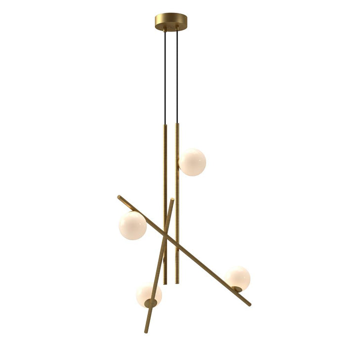 Amara 32-in Brushed Gold/glossy Opal Glass Led Chandeliers | CH89832-BG/GO