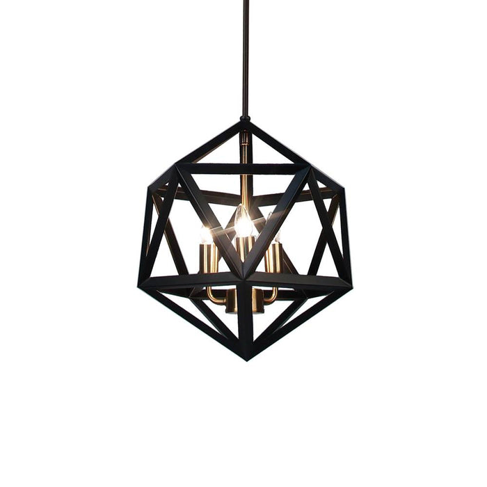 Dainolite 3 Lights Incandescent Chandelier, BLK/AB