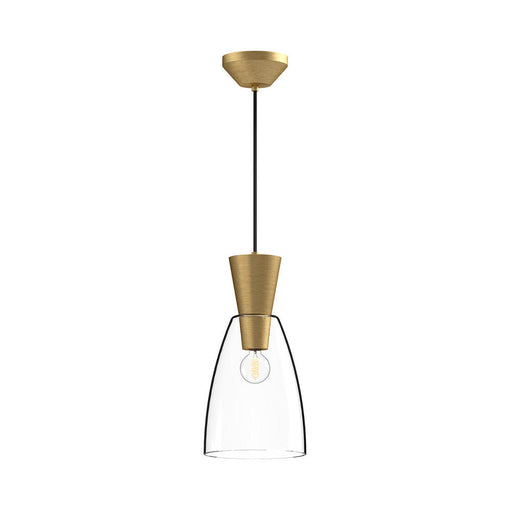 Alora Arlo 7-in Brushed Gold/Clear Glass 1 Light Pendant