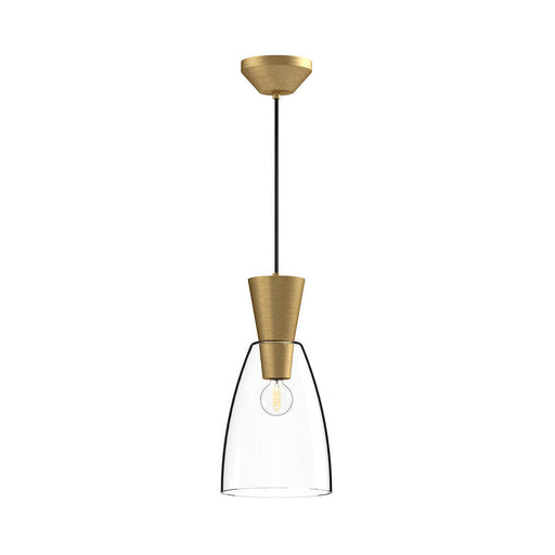 Arlo 7-in Brushed Gold/clear Glass 1 Light Pendant | PD534007BGCL