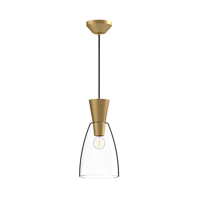 Arlo 7-in Brushed Gold/clear Glass 1 Light Pendant | PD534007BGCL