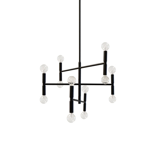  12 Light  Incandescent Chandelier, Matte Black | AVA-2012C-MB