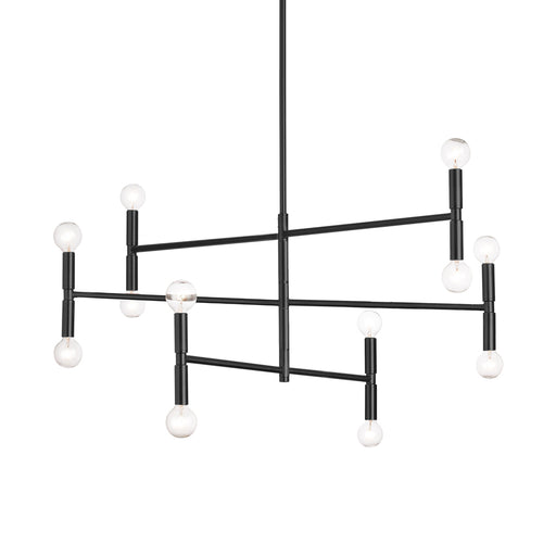  12 Light  Incandescent Chandelier, Matte Black Finish | AVA-3012C-MB