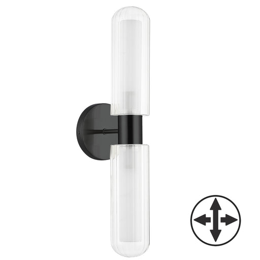 2 Light Wall Sconce, Mb W/ Clr Fluted Glass | BBA-192W-MB